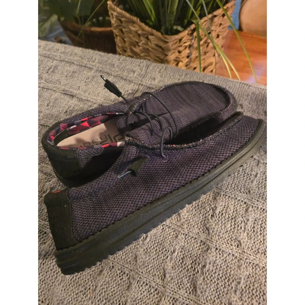HEY DUDE Wally Sox Jet Black Mens Slip On Loafers Shoes Size 10